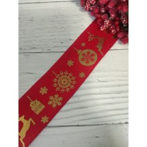 Лента репсовая с тиснением «Олени», 25 мм, цена за 1 м